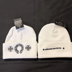 Chrome H Beanie White